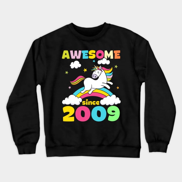 Cute Awesome Unicorn Since 2009 Funny Gift Crewneck Sweatshirt by saugiohoc994